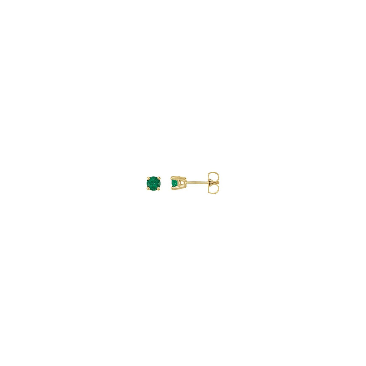 14K Yellow Gold Lab-Grown Emerald Stud Earrings, 4 mm x 4 mm