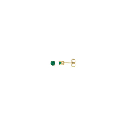 14K Yellow Gold Lab-Grown Emerald Stud Earrings, 4 mm x 4 mm