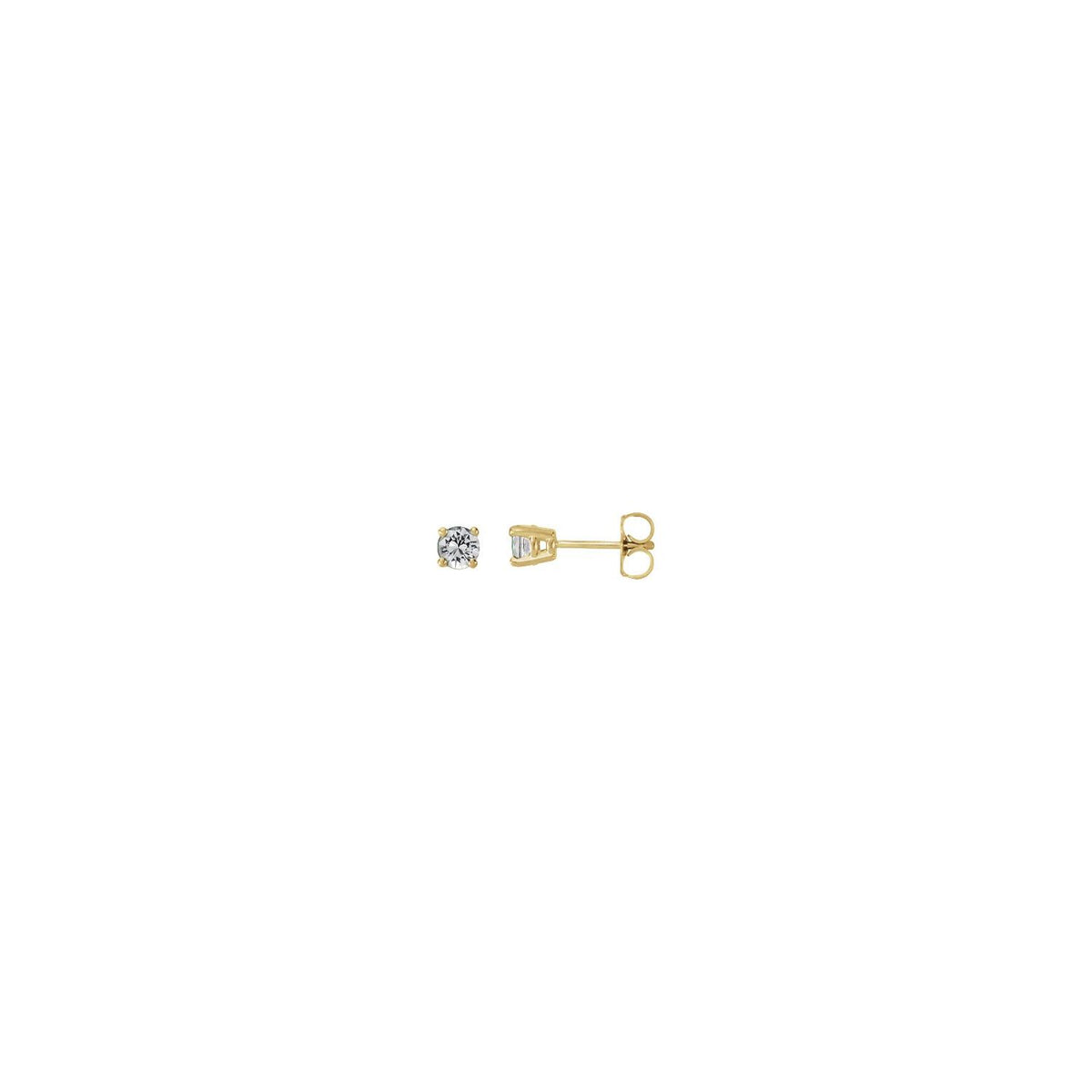 14K Yellow Gold Natural White Sapphire Stud Earrings, 4 mm x 4 mm