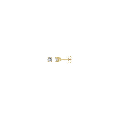 14K Yellow Gold Natural White Sapphire Stud Earrings, 4 mm x 4 mm