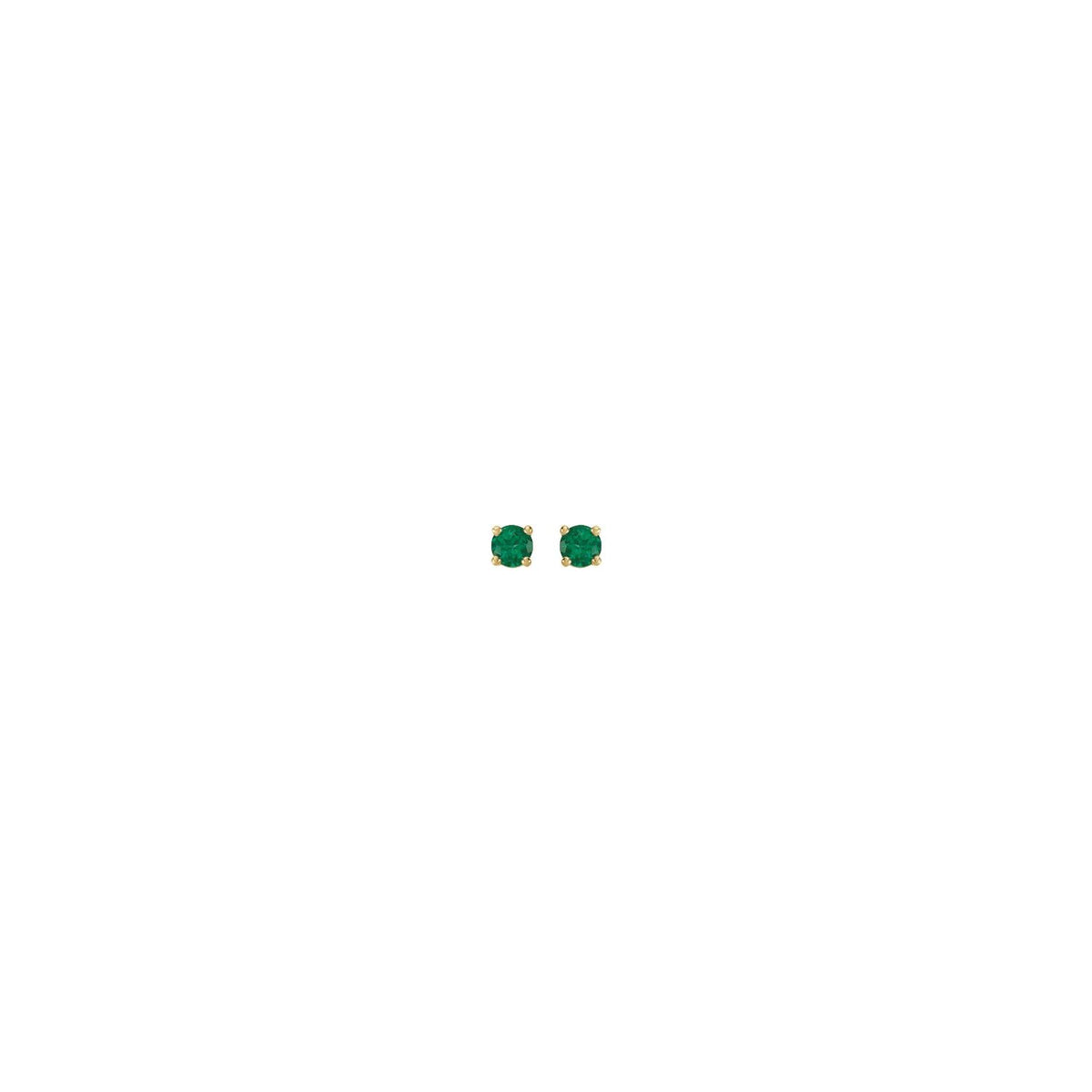 14K Yellow Gold Lab-Grown Emerald Stud Earrings, 4 mm x 4 mm