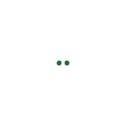 14K Yellow Gold Lab-Grown Emerald Stud Earrings, 4 mm x 4 mm