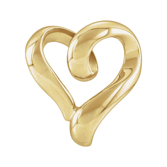 14K Yellow Gold Heart Slide Pendant