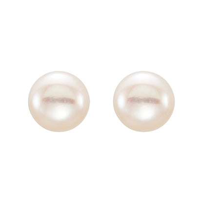 5- Cultured White Freshwater Button Pearl Earrings