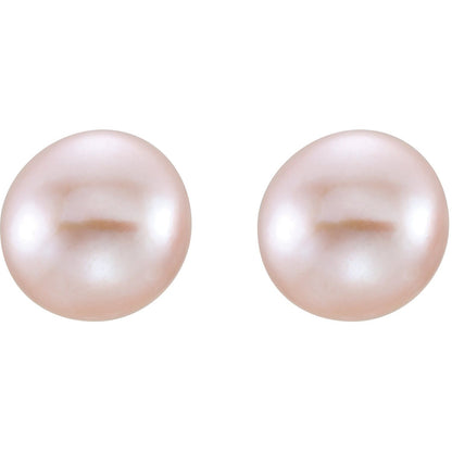 14K Yellow Gold 8- Cultured Pink Freshwater Pearl Earrings