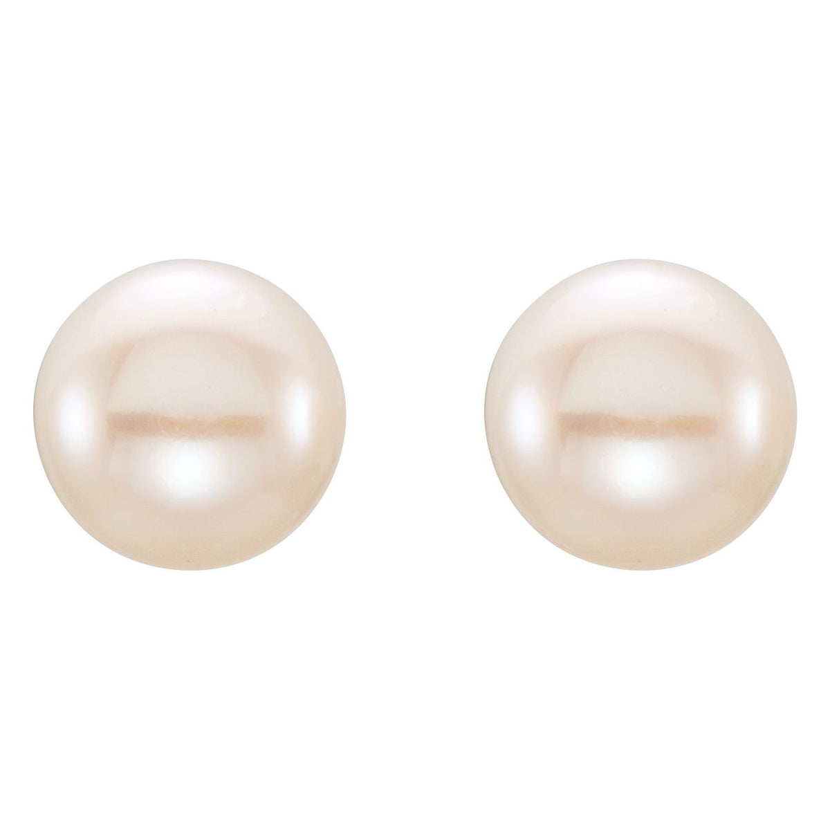 6- Cultured White Freshwater Button Pearl Earrings