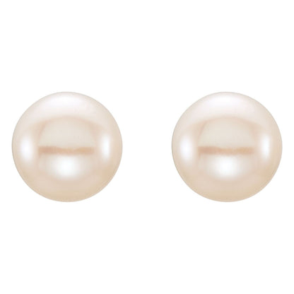 6- Cultured White Freshwater Button Pearl Earrings