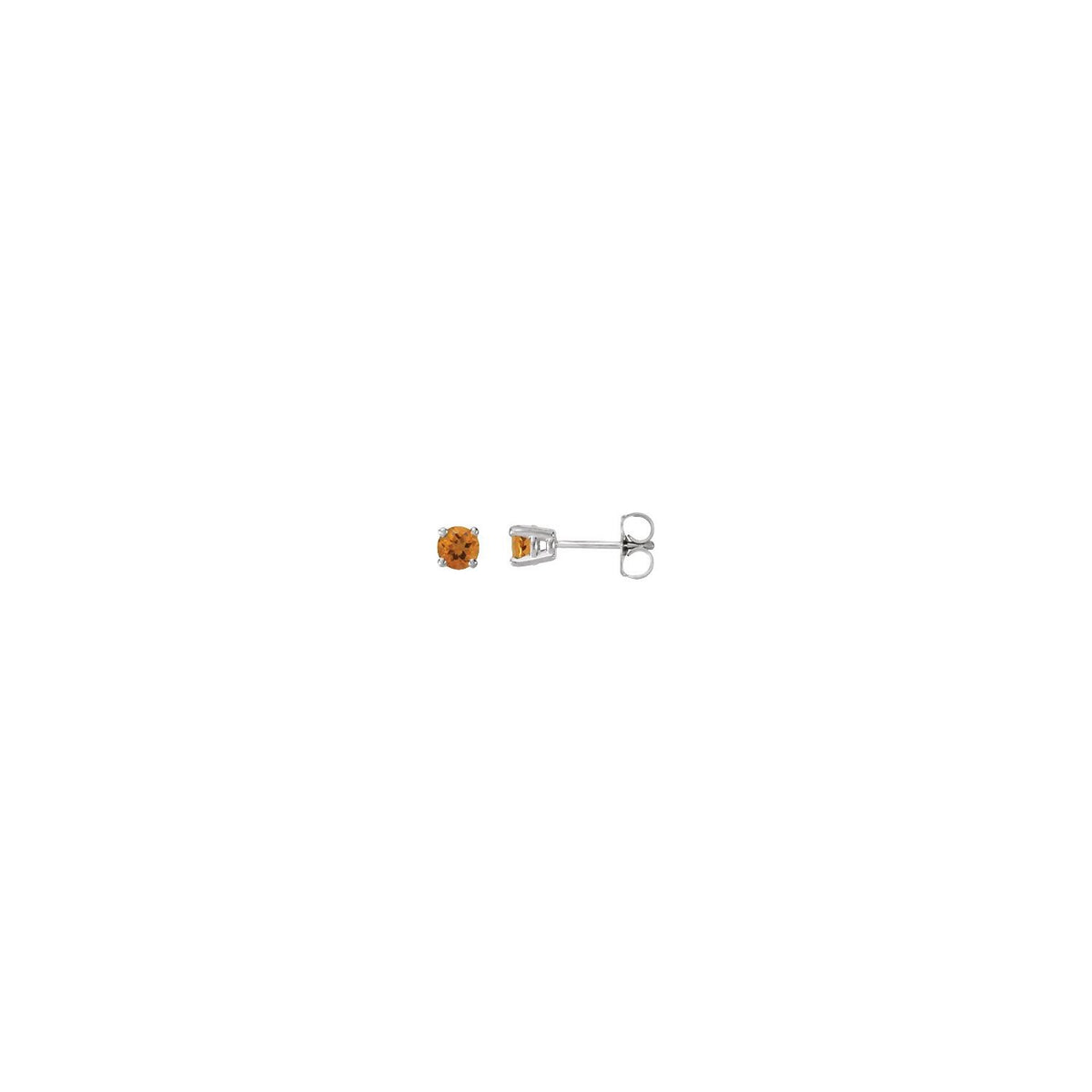 14K White Gold Natural Citrine Stud Earrings, 6 mm x 6 mm