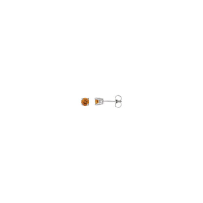 14K White Gold Natural Citrine Stud Earrings, 6 mm x 6 mm