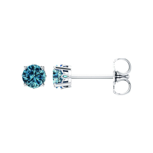 14K White Gold Natural Swiss Blue Topaz Scroll Setting® Stud Earrings