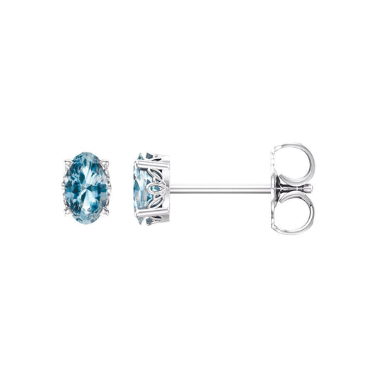 14K White Gold Natural Sky Blue Topaz Earrings