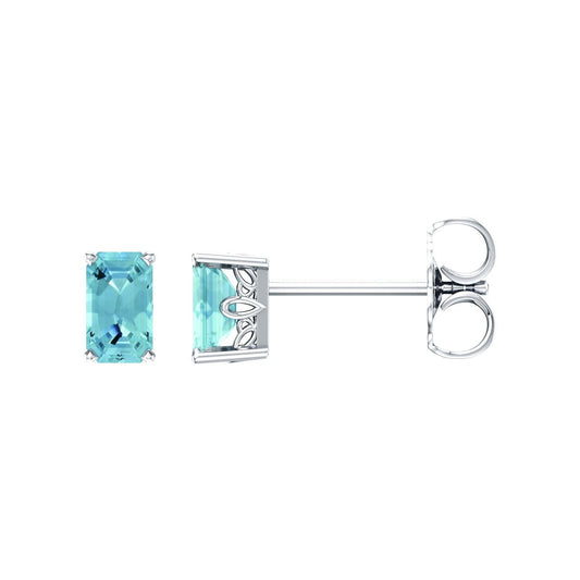 14K White Gold Natural Aquamarine Earrings