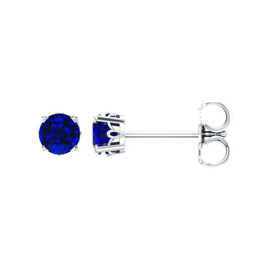 14K White Gold Lab-Grown Blue Sapphire Scroll Setting® Stud Earrings