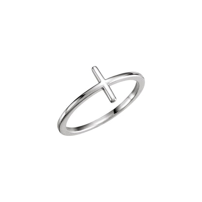 Sterling Silver Side Cross Ring