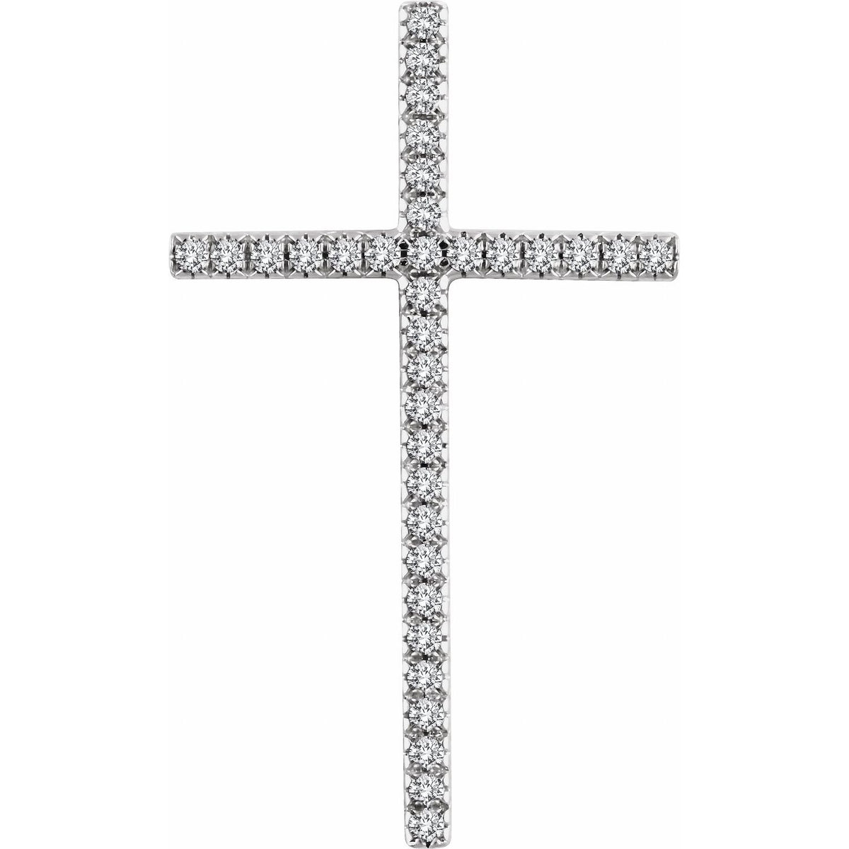 14K White Gold 1 CTW Natural Diamond Cross Pendant