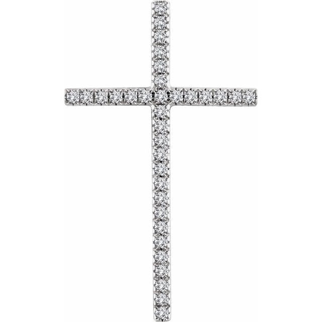 14K White Gold 1 CTW Natural Diamond Cross Pendant