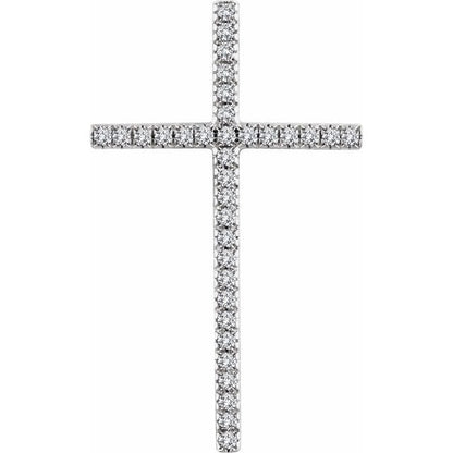 14K White Gold 1 CTW Natural Diamond Cross Pendant