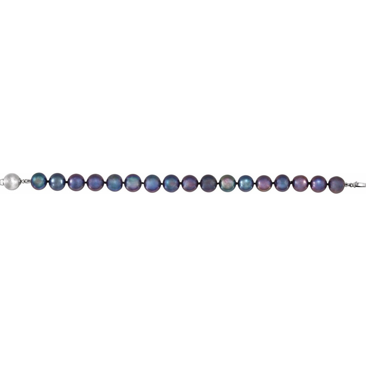 Sterling Silver Cultured Black Freshwater Pearl 7 3/4" Bracelet