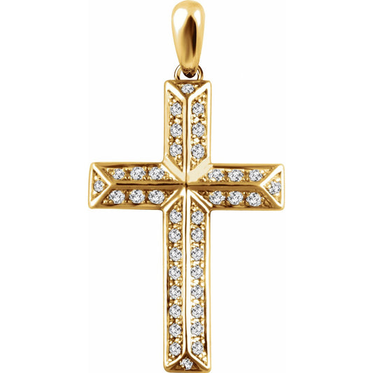 14K Yellow Gold 1/4 CTW Natural Diamond Cross Pendant