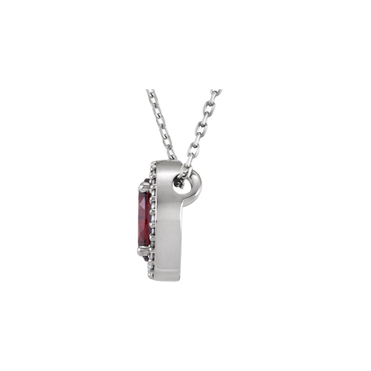 14K White Gold Natural Mozambique Garnet & .05 CTW Natural Diamond 16" Necklace