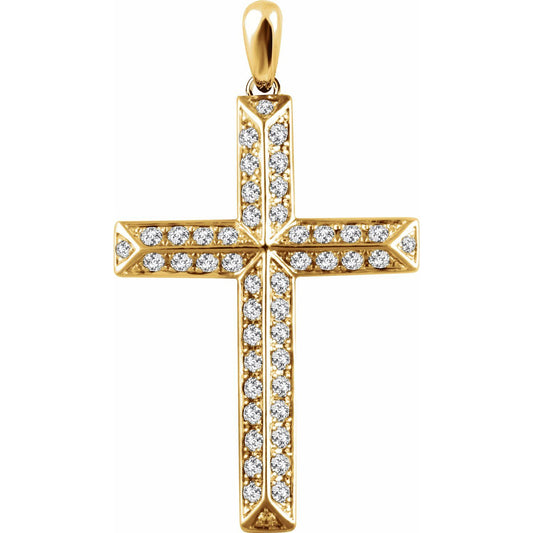 14K Yellow Gold 1 CTW Natural Diamond Cross Pendant, 41.7 x 24.3 mm