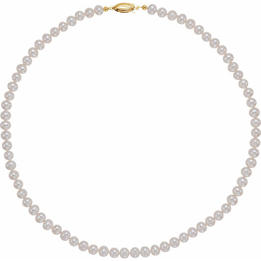 14K Yellow Gold Panache® Cultured White Freshwater Pearl 18" Necklace (61656)