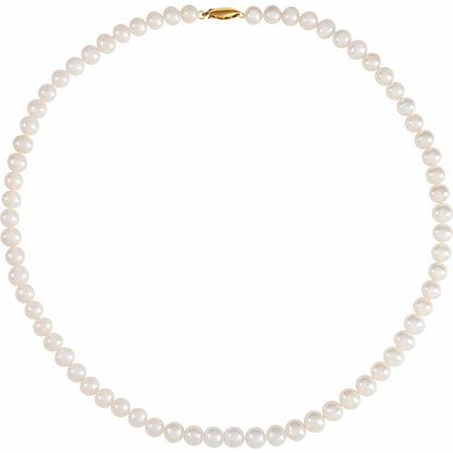 14K Yellow Gold Pansche® Cultured White Freshwater Potato Pearl 18" Necklace