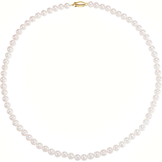14K Yellow Gold Panache® Cultured White Freshwater Pearl 18" Necklace