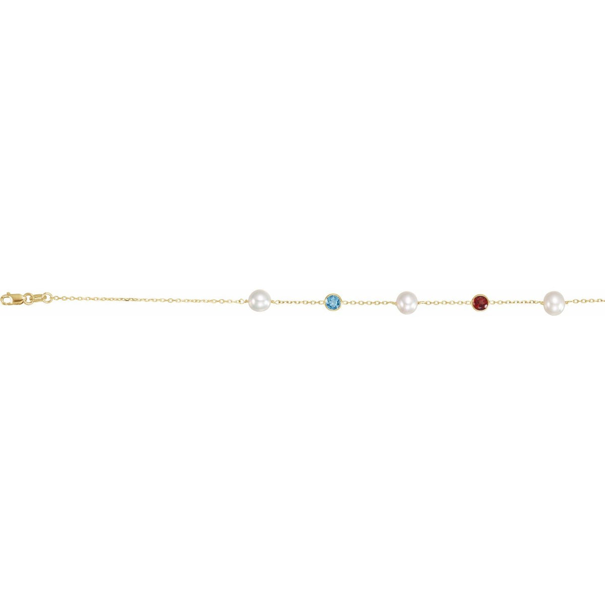 14K Yellow Gold Cultured White Freshwater Pearl & Multi-Gemstone 10-Station 18" Necklace