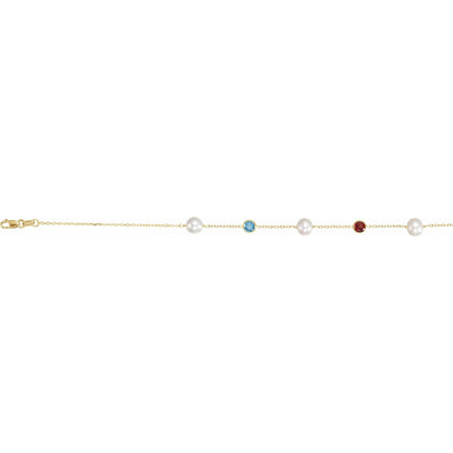 14K Yellow Gold Cultured White Freshwater Pearl & Multi-Gemstone 10-Station 18" Necklace
