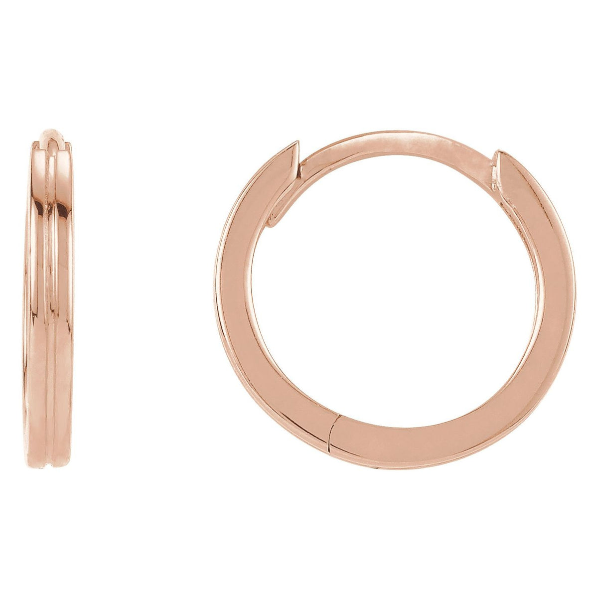 Grooved Hinged Huggie Hoop Earrings