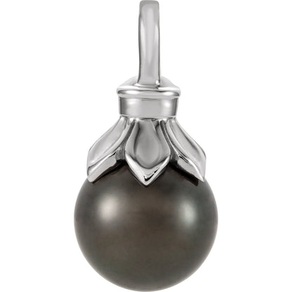 14K White Gold Cultured Tahitian Pearl Pendant