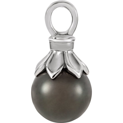 14K White Gold Cultured Tahitian Pearl Pendant