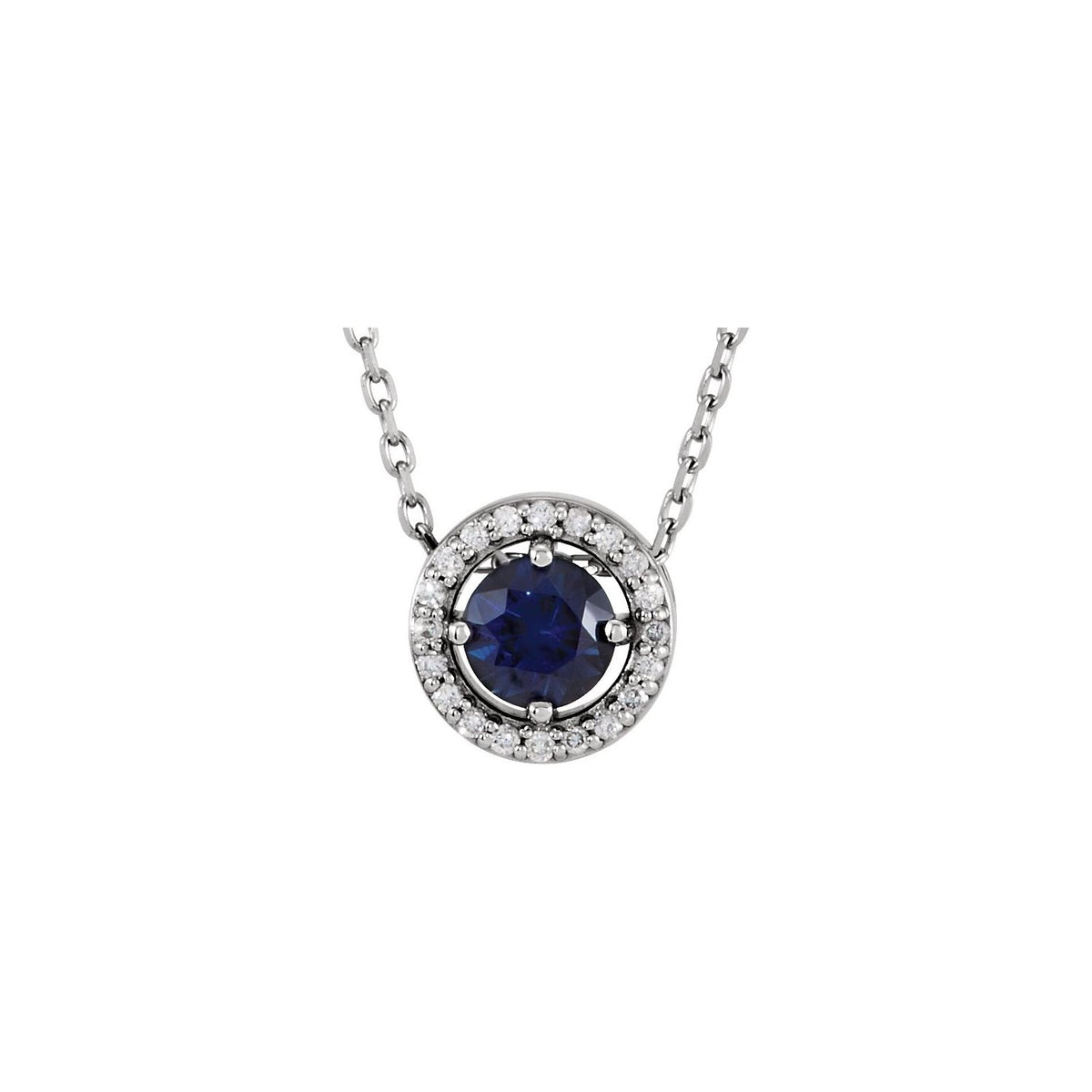 Natural Aquamarine & .06 CTW Natural Diamond Semi-Set Halo-Style 16" Necklace