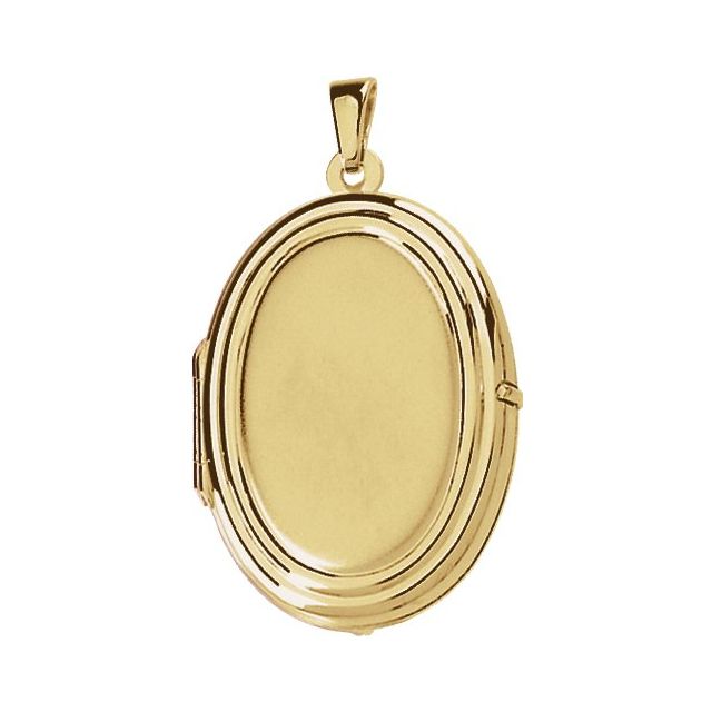 14K Yellow Gold Engravable Oval Locket, 26 x 20 mm