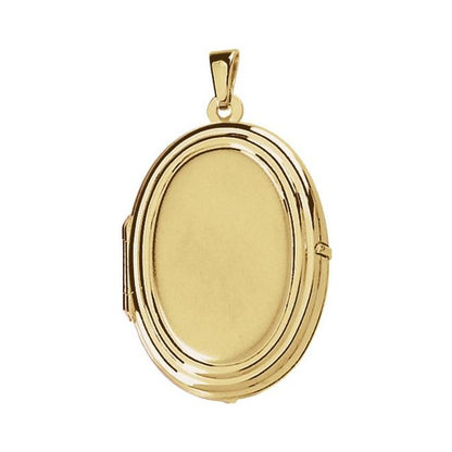 14K Yellow Gold Engravable Oval Locket, 26 x 20 mm