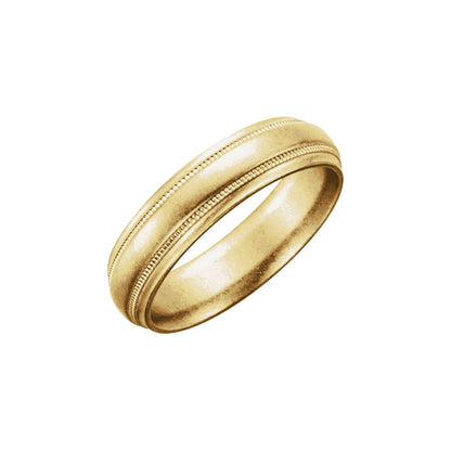 10K Yellow Gold Milgrain Grooved Comfort-Fit Half Round Band