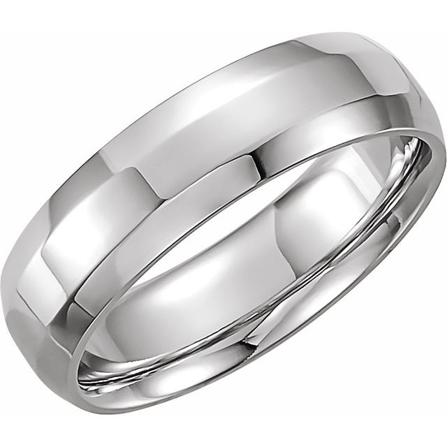 Beveled-Edge Comfort-Fit Flat Band, 7 mm