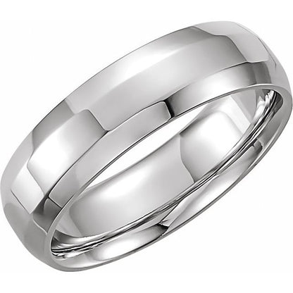 Beveled-Edge Comfort-Fit Flat Band, 7 mm