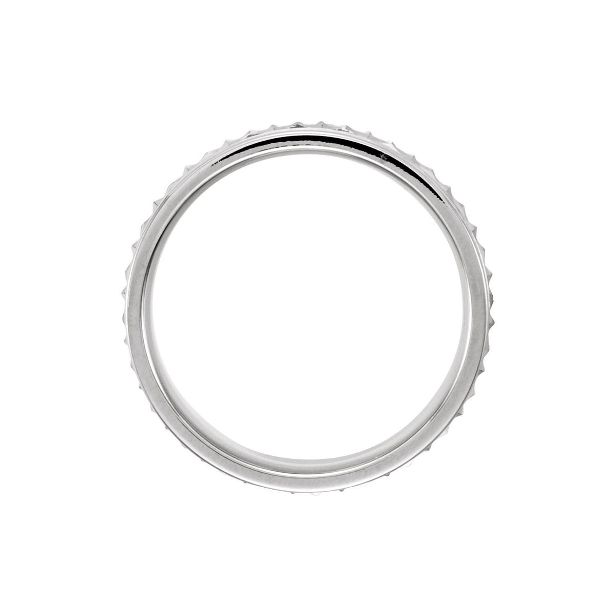 14K White Gold Milgrain Geometric Diagonal Grooved Band