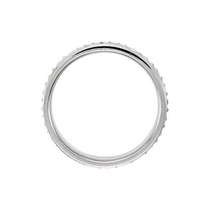 14K White Gold Milgrain Geometric Diagonal Grooved Band