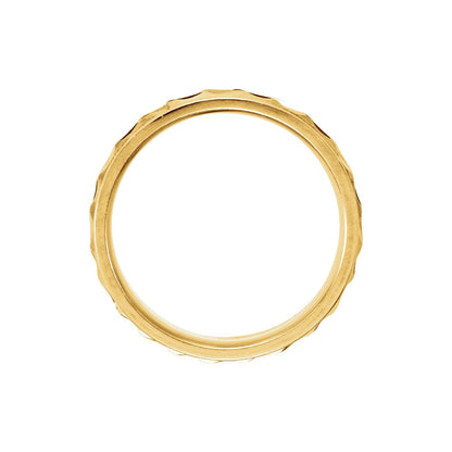 Milgrain Edge Diagonal Grooved Comfort-Fit Half Round Band