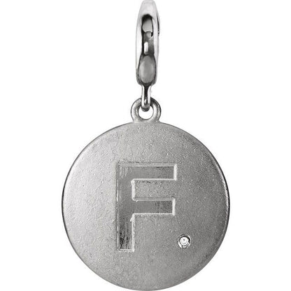 Sterling Silver .005 CT Natural Diamond Initial Charm/Pendant