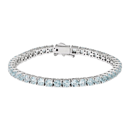 14K White Gold Natural Sky Blue Topaz 7 1/4" Line Bracelet