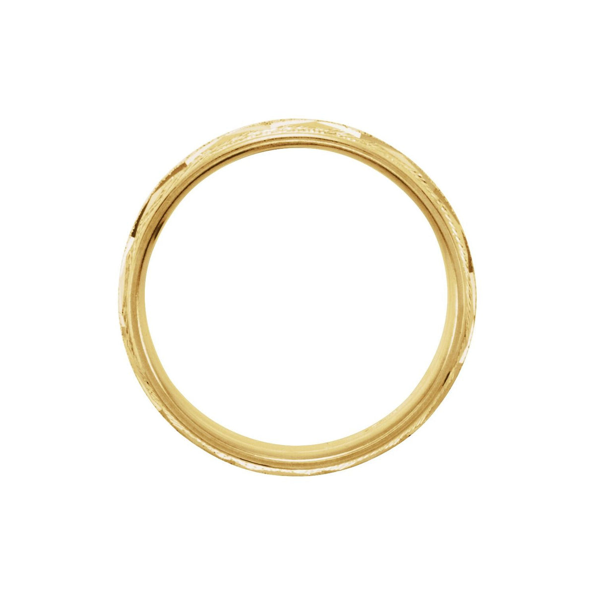 Milgrain Edge Geometric Faceted Comfort-Fit Half Round Band