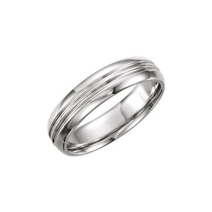 14K White Gold Grooved Band, 6 mm