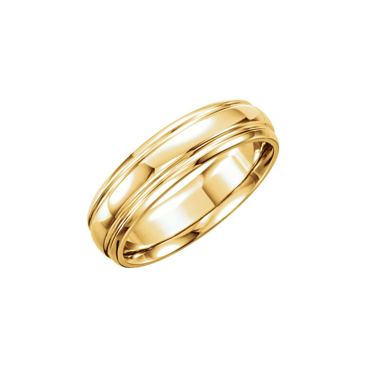 18K Yellow Gold Grooved Band
