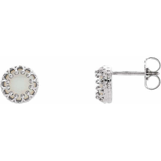 14K White Gold Natural White Opal Earrings
