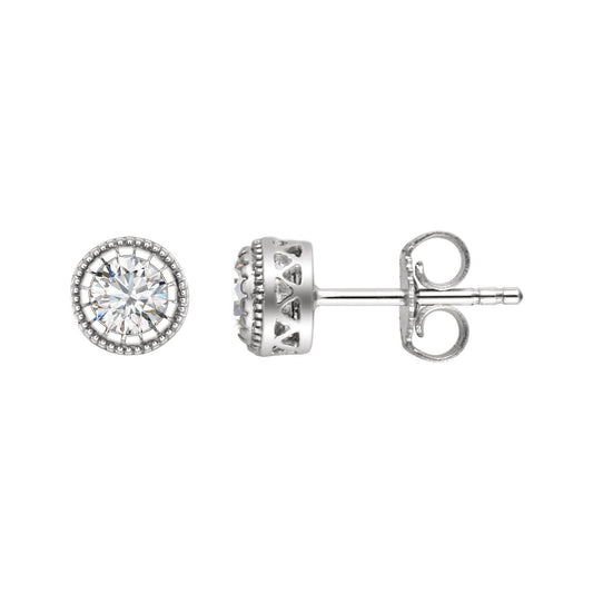 14K White Gold Natural White Sapphire Stud Earrings