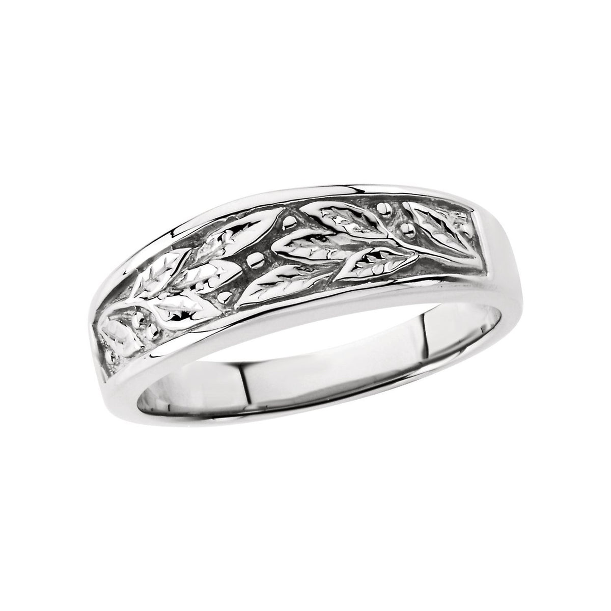 14K White Gold Floral Band